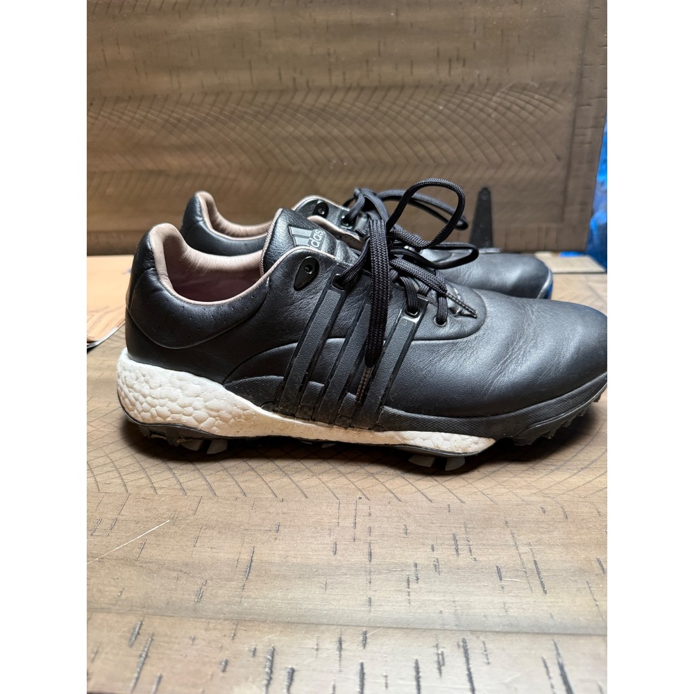Adidas Tour360 Golf Shoes Mens 9 Black Leather Spikeless Waterproof - Picture 2 of 9